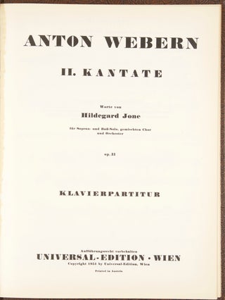 Item #33359 [Op. 31]. II. Kantate [Piano-vocal score]. Anton WEBERN