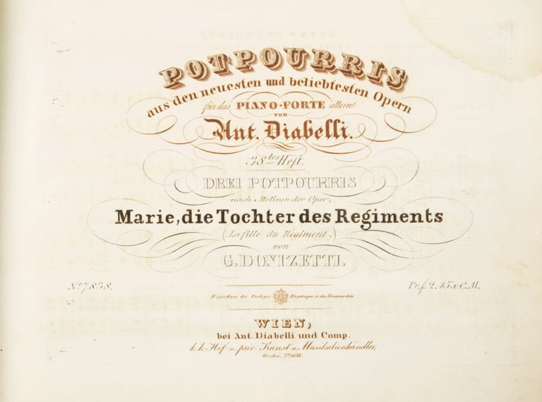 Item #33422 Drei Potpourris nach Motiven der Oper: Marie, die Tochter des Regiments. Anton DIABELLI.