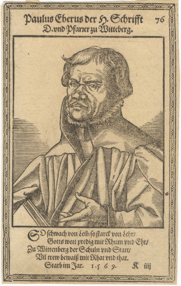 Item #33467 Portrait engraving. Ca. 1580. Paul EBER.