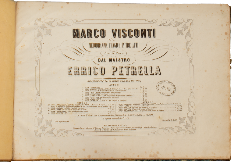 Item #33567 Marco Visconti [Solo piano]. Errico PETRELLA.