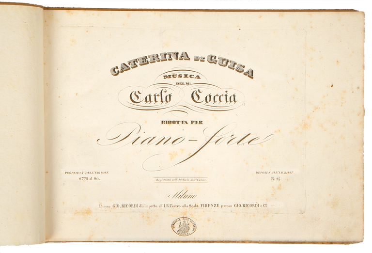 Item #33588 Caterina di Guisa [Solo piano]. Carlo COCCIA.