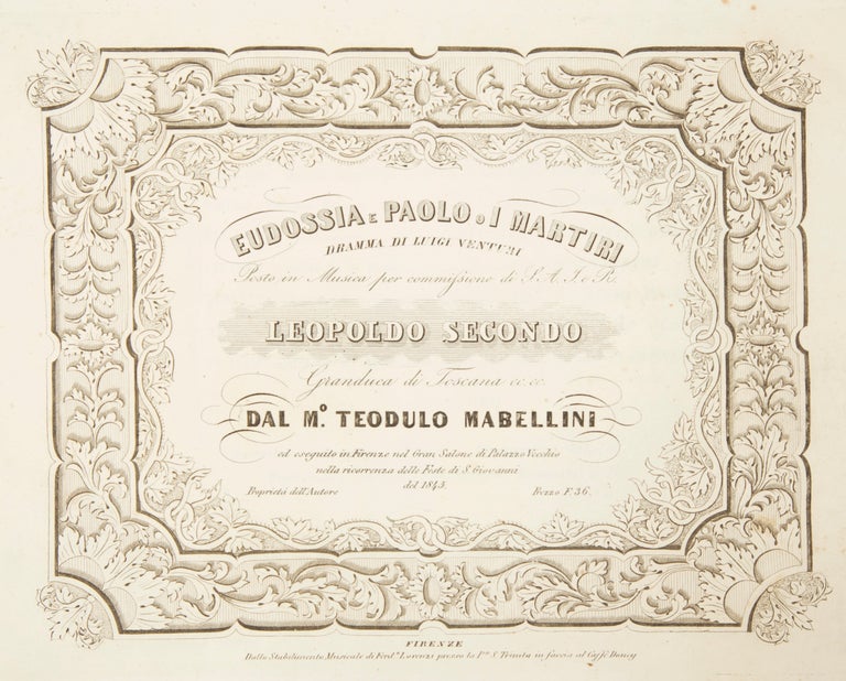 Item #33605 Eudossia e Paolo o I Martiri [Piano-vocal score]. Teodulo MABELLINI.
