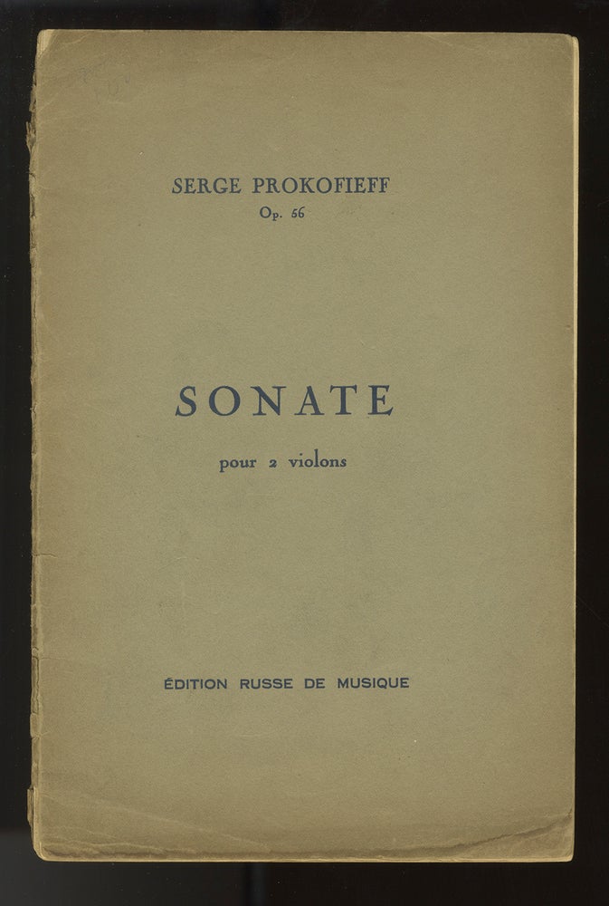 Item #33683 [Op. 56]. Sonate pour 2 violons ... Sonata dlya 2 skripok. Sergei PROKOFIEV.