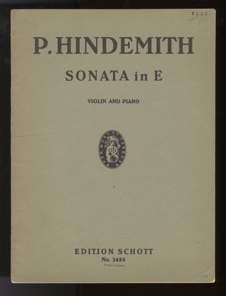 Item #33694 Sonate in E für Geige und Klavier ... (1935). [Score and part]. Paul HINDEMITH