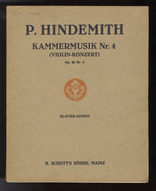 Item #33700 [Op. 36, no. 3]. Kammermusik Nr. 4 (Violin-Konzert) [Piano Reduction]. Paul HINDEMITH