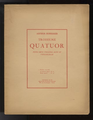 Item #33825 Troisieme quatuor [Facsimile of the autograph full score]. Arthur HONEGGER