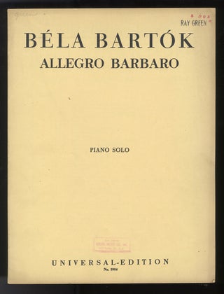 Item #33893 [BB 64]. Allegro barbaro [Solo piano]. Béla BARTÓK