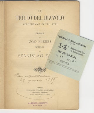 Item #33934 Il Trillo del Diavolo melodramma in tre atti poesia di Ugo Fleres musica. Stanislao...