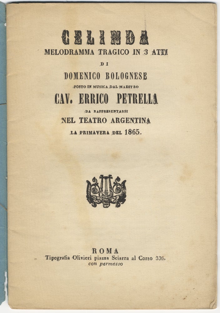Item #34011 Celinda [Libretto]. Errico PETRELLA.