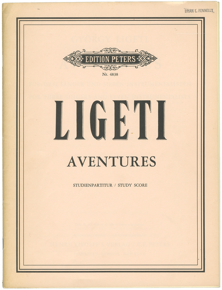 Item #34251 Aventures [Study score]. György LIGETI.