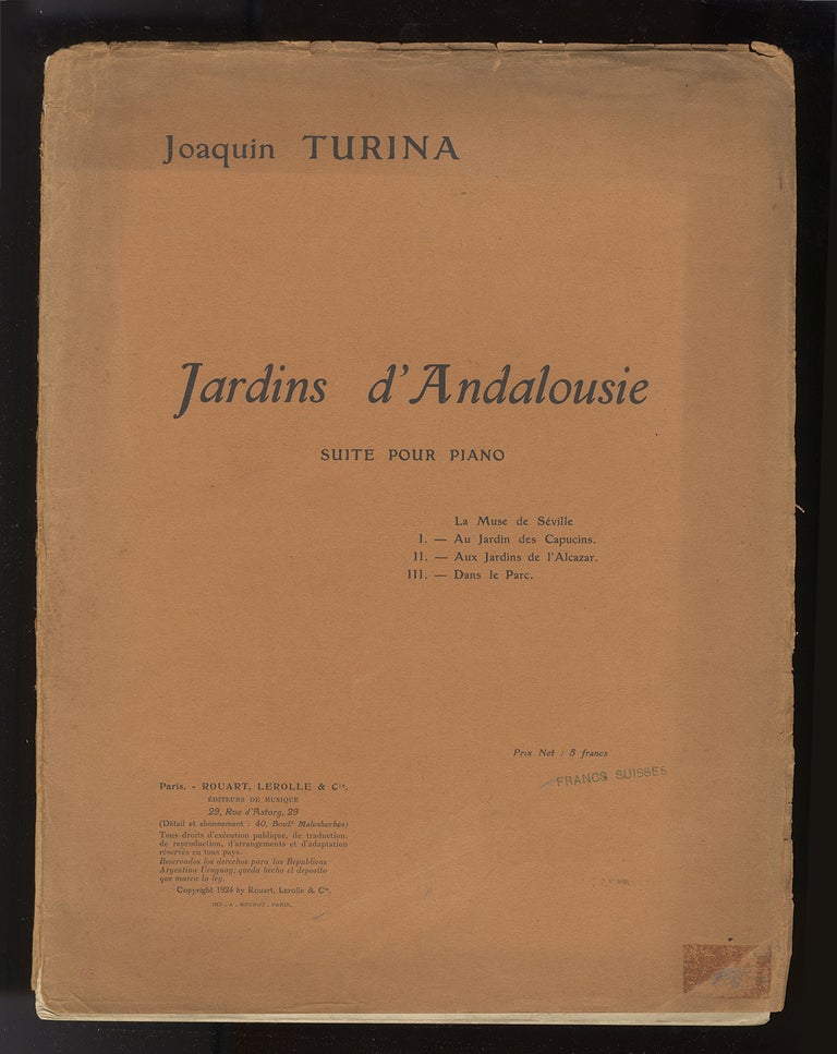 Item #34480 [Op. 31]. Jardins d'Andalousie Suite pour Piano. Joaquín TURINA.