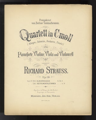 Item #34527 [Op. 13]. Quartett in C moll. [Score and parts]. Richard STRAUSS