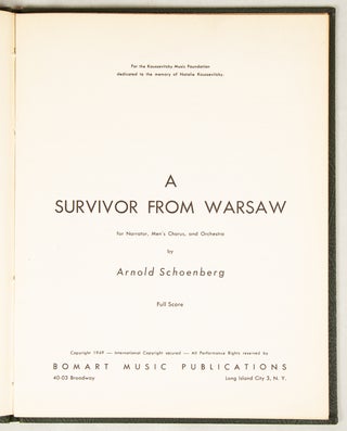 Item #34545 [Op. 46]. A Survivor from Warsaw [Full score]. Arnold SCHOENBERG