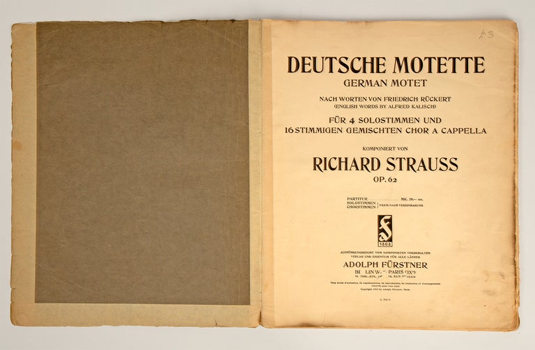 Item #34554 [Op. 62]. Deutsche Motette [Full score]. Richard STRAUSS.