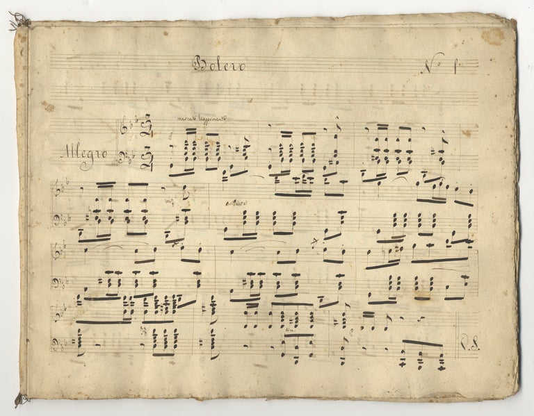 Item #34825 Bolero. [Musical manuscript collection of 7 pieces for solo piano]. Italy, early 19th century. ANON. early 19th c.