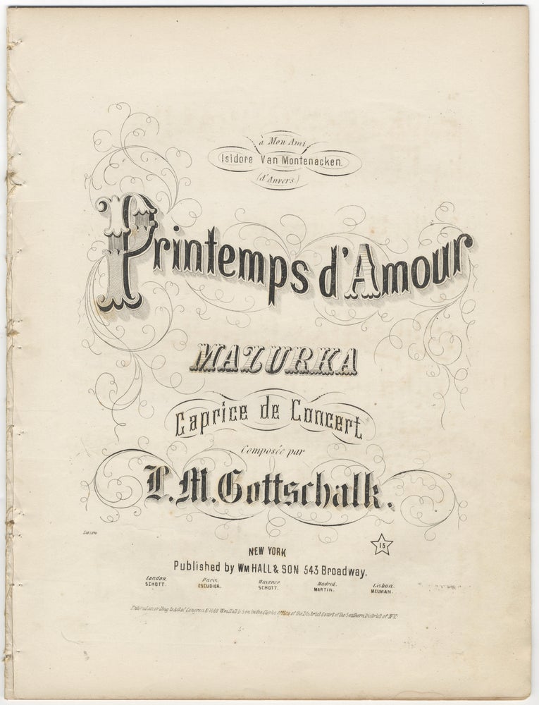 Item #35016 [D-125]. Printemps d'Amour, Mazurka, Caprice de Concert. Louis Moreau GOTTSCHALK.