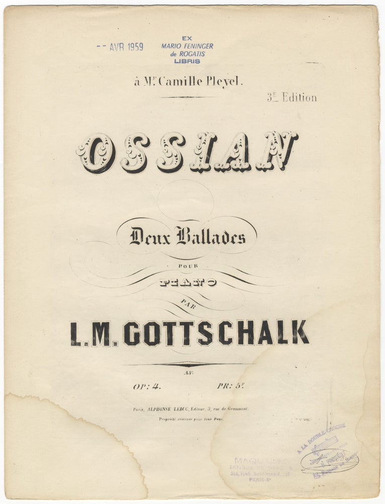 Item #35026 [D-109; Op. 4]. Ossian Deux ballades ... Pr: 5F. Louis Moreau GOTTSCHALK.