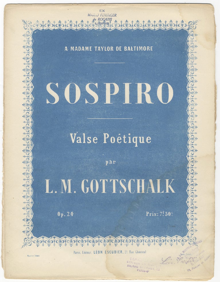 Item #35028 [D-142; Op. 24]. Sospiro Valse Poétique ... Prix: 7f. 50c. Louis Moreau GOTTSCHALK.