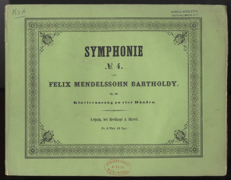 Item #35156 [Op. 90]. Symphonie No. 4 ... [Piano 4-hands]. Felix MENDELSSOHN.