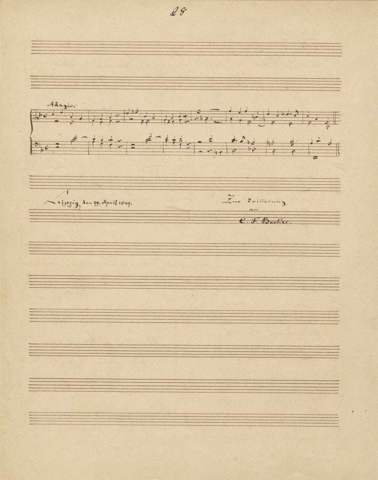 Item #35232 Autograph musical quotation signed and dated Leipzig, April 19, 1849. Carl Ferdinand BECKER.