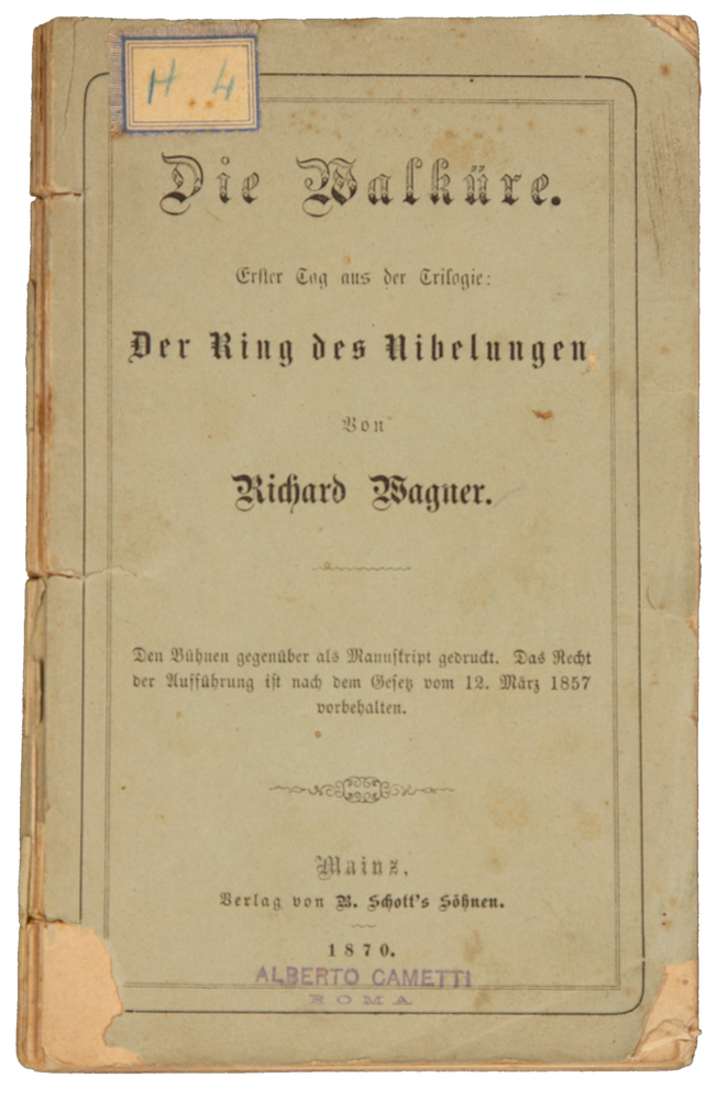 Item #35275 [WWV86B]. Die Walküre. [Libretto]. Richard WAGNER.