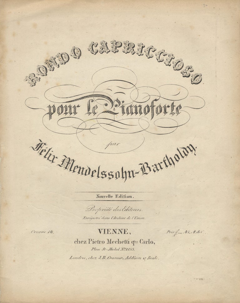 Item #35290 [Op. 14]. Rondo capriccioso [Solo piano]. Felix MENDELSSOHN.