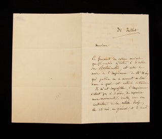Autograph letter signed ("H. Berlioz") regarding his article on Dmitri Bortnyansky