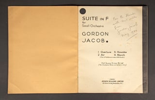 Suite in F. [Full score]. Inscribed and signed by the composer
