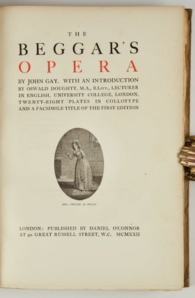 Item #35829 The Beggar's Opera With an Introduction by Oswald Doughty, M.A., B.Litt., Lecturer...
