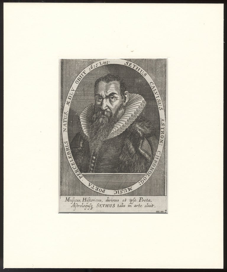 Item #35836 Portrait engraving by Melchior Haffner, bust-length. Sethus CALVISIUS.