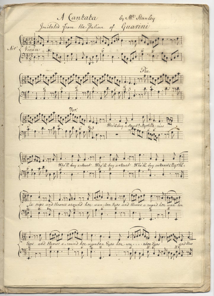 Item #35858 A Cantata [Musical manuscript]. John STANLEY.