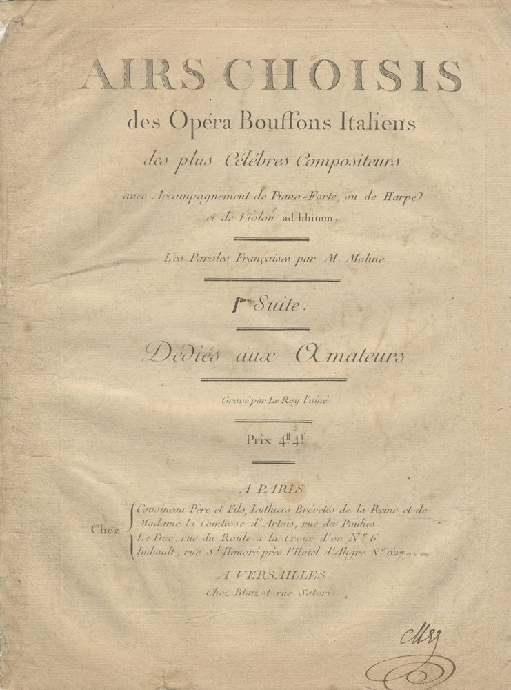 Item #36024 Airs Choisis des Opéra Bouffons Italiens. Giovanni PAISIELLO.