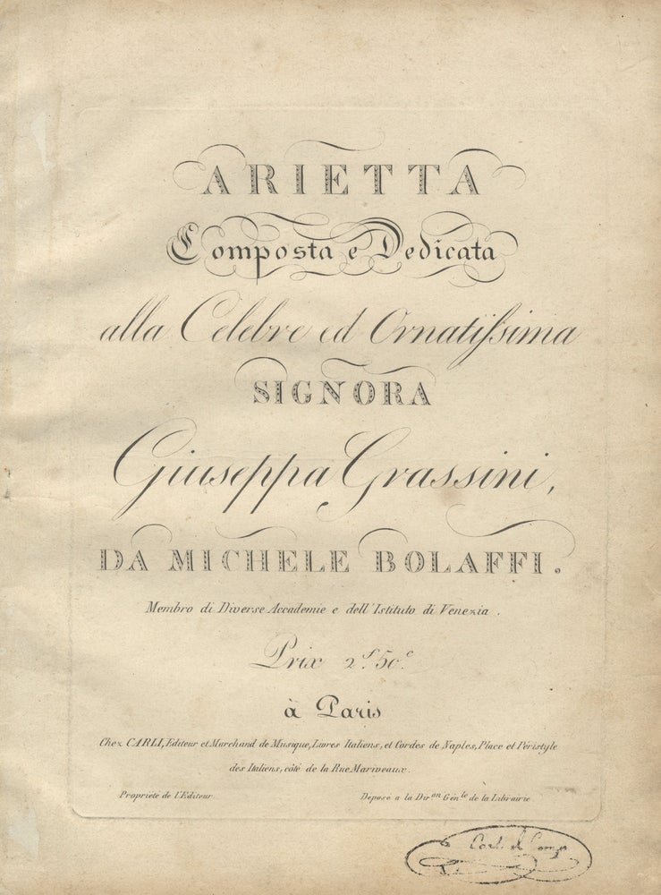Item #36088 Arietta [For voice and piano]. Michele BOLAFFI.