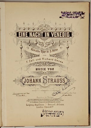 Item #36177 Eine Nacht in Venedig [Piano-vocal score]. Johann STRAUSS, Jr