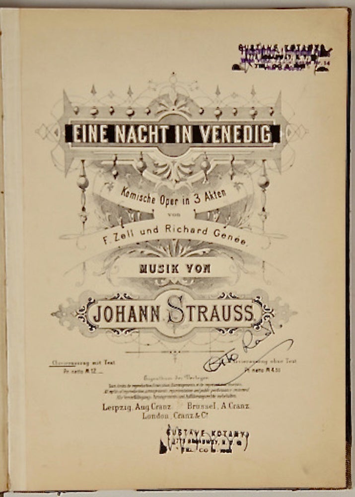 Item #36177 Eine Nacht in Venedig [Piano-vocal score]. Johann STRAUSS, Jr.