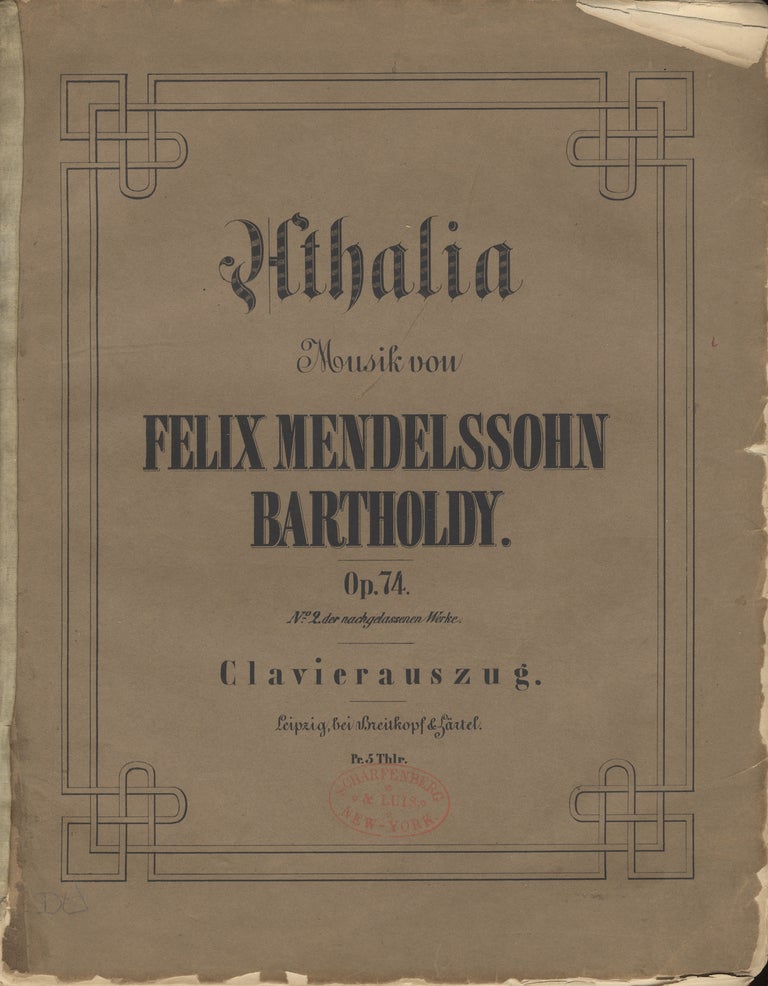 Item #36208 [Op. 74]. Athalia [Piano-vocal score]. Felix MENDELSSOHN.