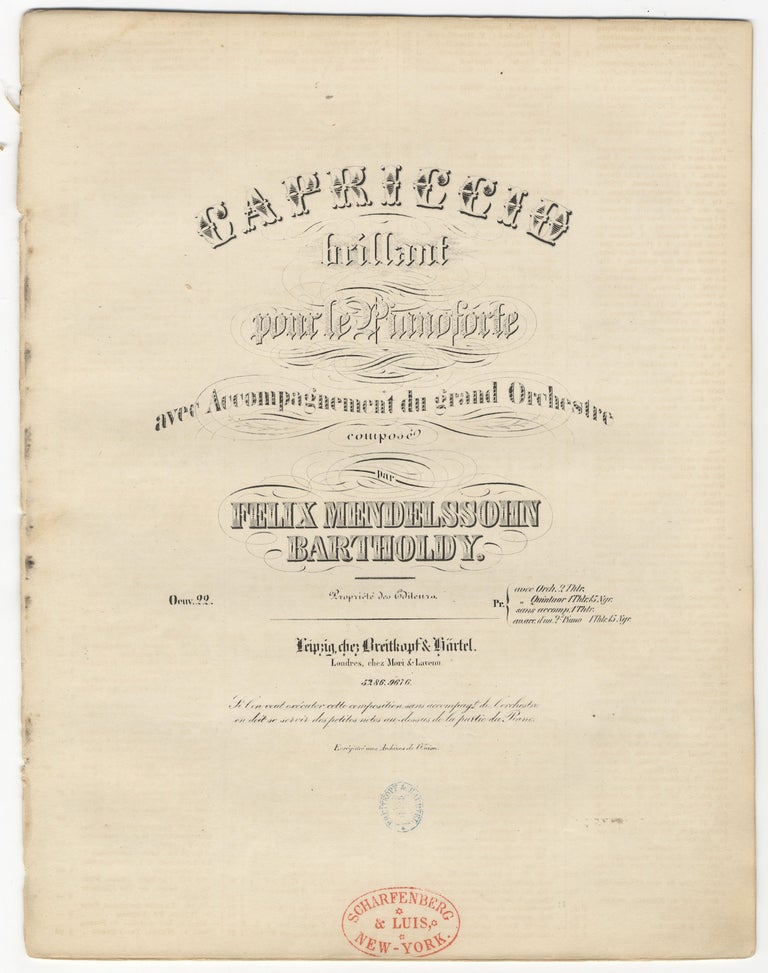 Item #36212 [Op. 22]. Capriccio brillant pour le Pianoforte. Felix MENDELSSOHN.