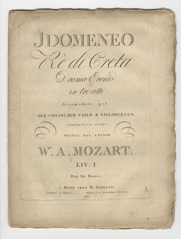 Item #36335 [K366]. Idomeneo Rè di Creta Drama Eroico in tre atti. Wolfgang Amadeus MOZART.