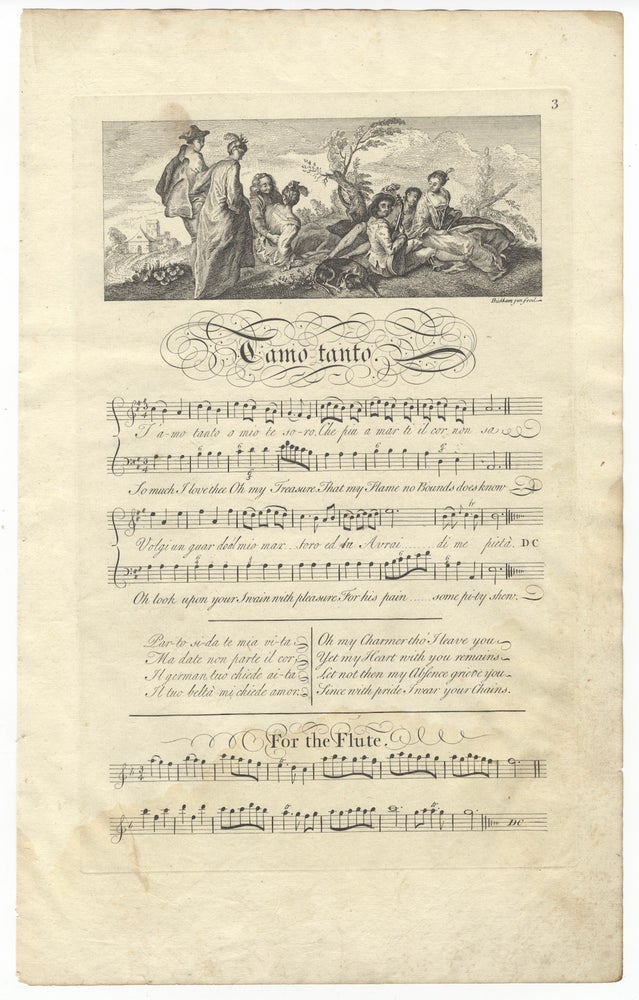 Item #36699 Tamo tanto. Plate 3 from George Bickham's The Musical Entertainer. ENGLISH ILLUSTRATED VOCAL MUSIC - 18th Century.