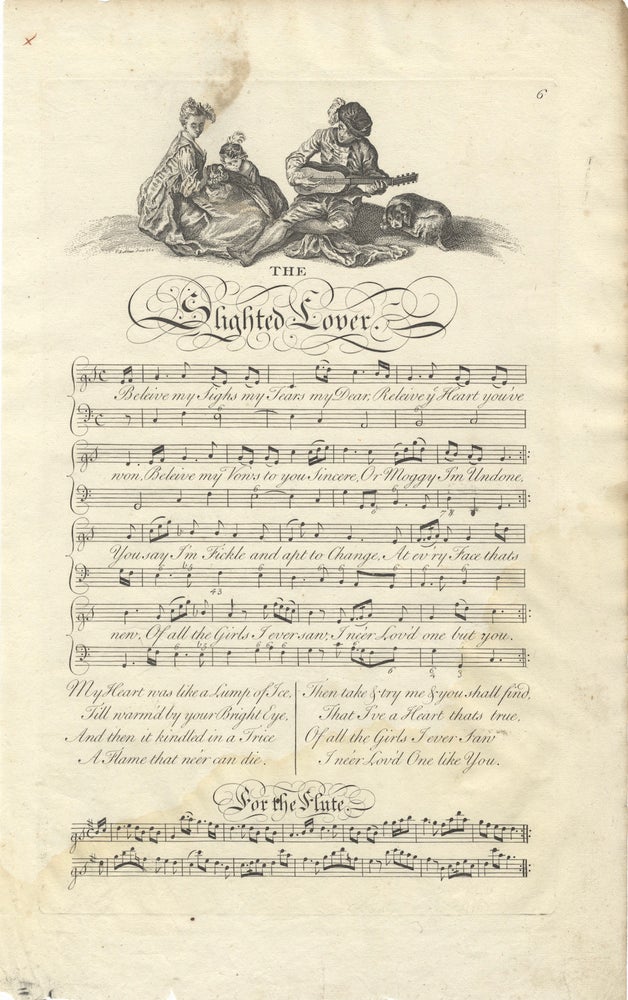 Item #36701 The Slighted Lover. Plate 6 from George Bickham's The Musical Entertainer. ENGLISH ILLUSTRATED VOCAL MUSIC - 18th Century.