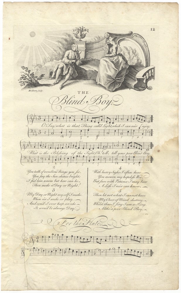 Item #36703 The Blind Boy. Plate 12 from George Bickham's The Musical Entertainer. ENGLISH ILLUSTRATED VOCAL MUSIC - 18th Century.