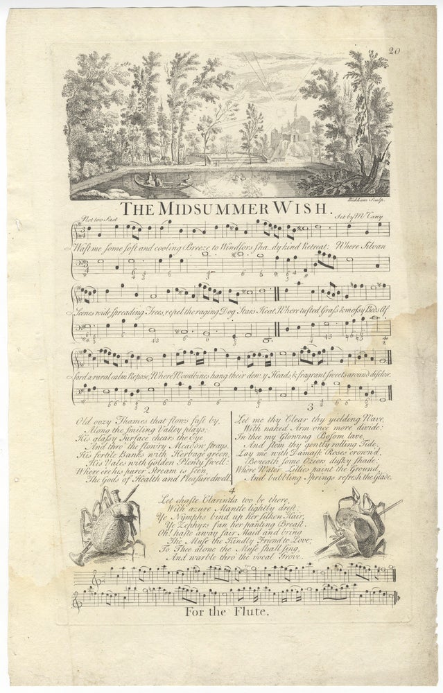 Item #36708 The Midsummer Wish. Set by Mr. Carey. Plate 20 from George Bickham's The Musical Entertainer. Henry CAREY.