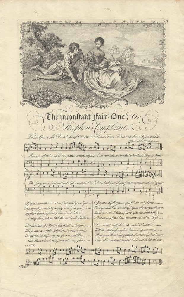 Item #36711 The Inconstant Fair-One, Or Strephon's Complaint. The Words by Mr. Lockman. Plate 29 from George Bickham's The Musical Entertainer. ENGLISH ILLUSTRATED VOCAL MUSIC - 18th Century.