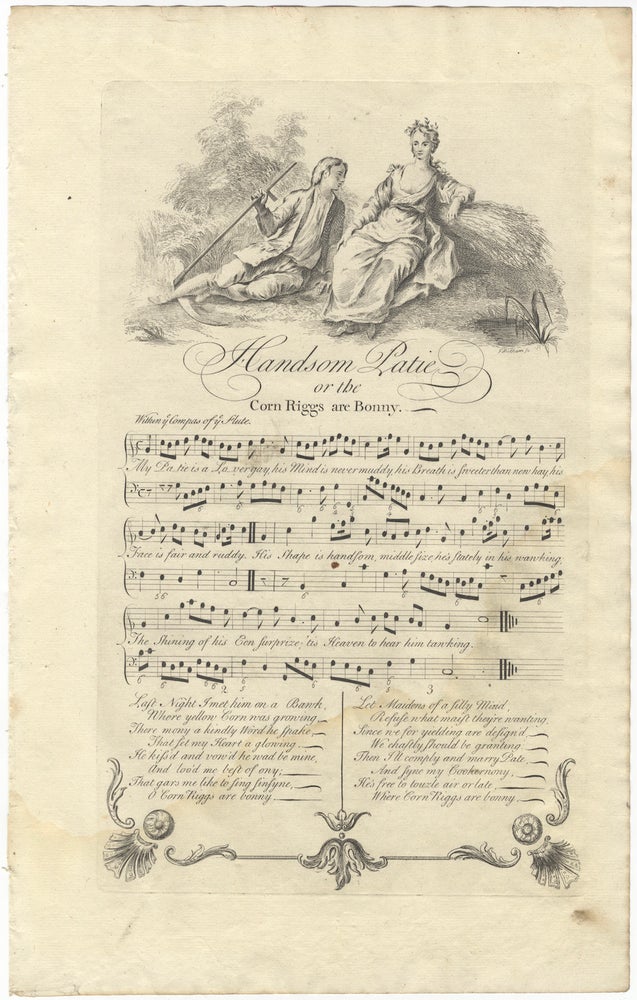 Item #36713 Handsome Patie or the Corn Riggs are Bonny. Plate from George Bickham's The Musical Entertainer. ENGLISH ILLUSTRATED VOCAL MUSIC - 18th Century.