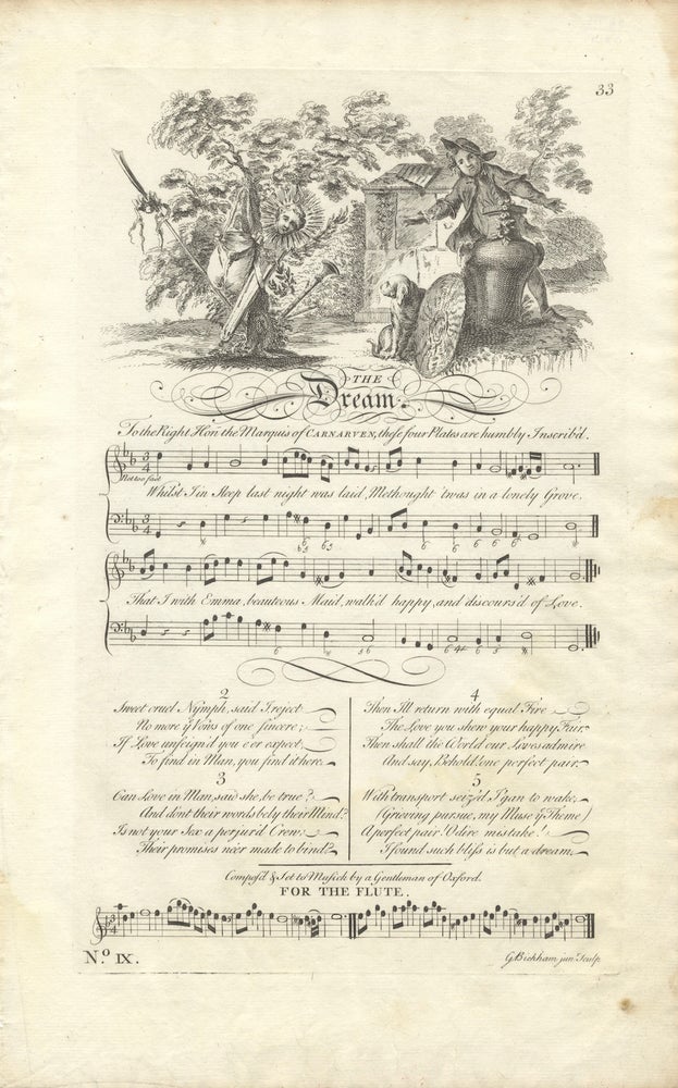 Item #36715 The Dream. Compos'd and Set to Musick by a Gentleman of Oxford. Plate 33 from George Bickham's The Musical Entertainer. ENGLISH ILLUSTRATED VOCAL MUSIC - 18th Century.