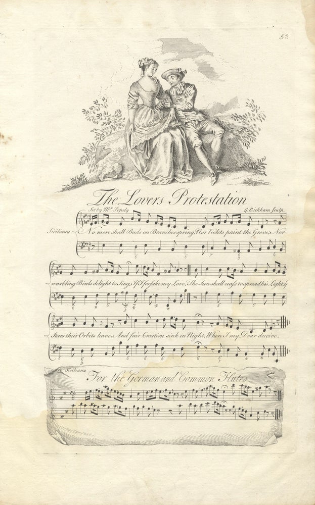 Item #36745 The Lovers Protestation. Set by Mr. Popely. Plate 52 from George Bickham's The Musical Entertainer. William fl. ? POPELY.