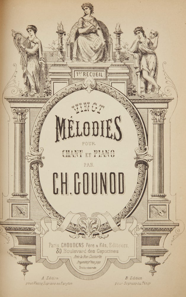 Item #36763 1er. [2me., 3me., 4me] Recueil Vingt Mélodies pour Chant et Piano. [For mezzo-soprano or baritone and piano]. Charles GOUNOD.