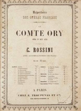Item #36767 Le Comte Ory Opéra en deux actes ... avec Accompagnement de Piano Prix. Gioachino...