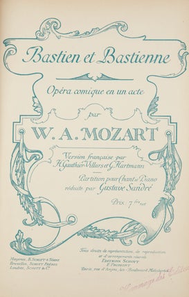 Item #36770 Bastien et Bastienne Opéra comique en un acte ... Version française par H. Wolfgang...