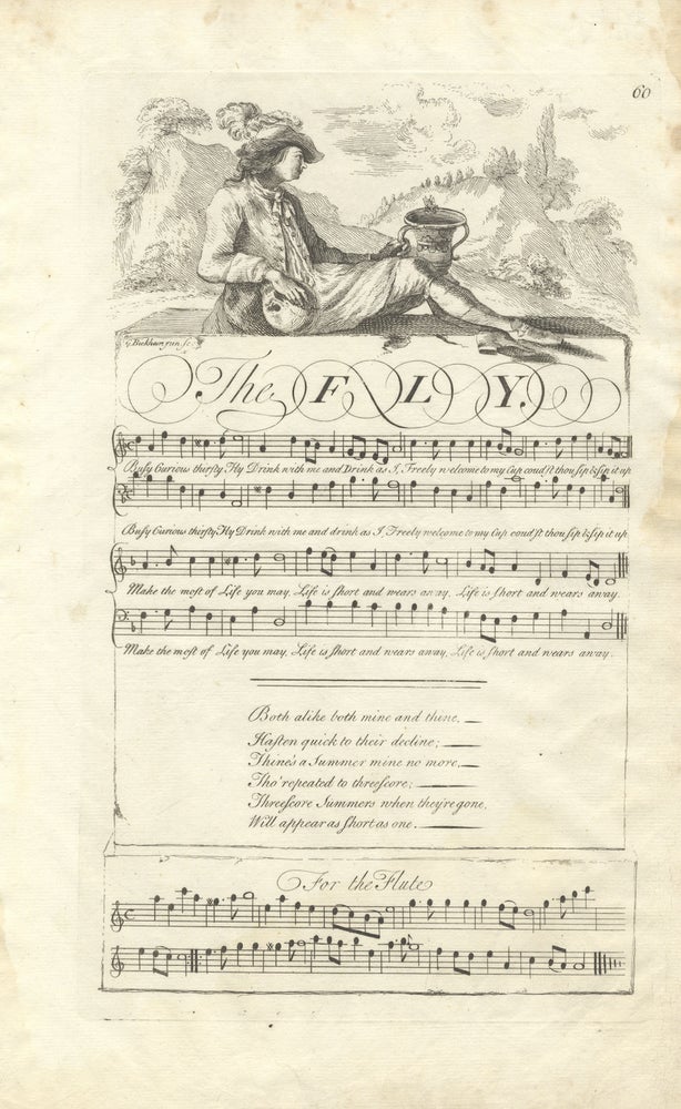Item #36776 The Fly. Plate 60 from George Bickham's The Musical Entertainer. ENGLISH ILLUSTRATED VOCAL MUSIC - 18th Century.